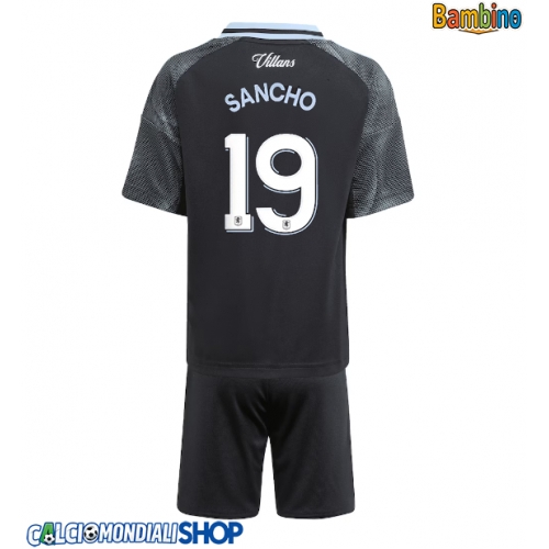 Maglie da calcio Aston Villa Jadon Sancho #19 Seconda Maglia Bambino 2025-26 Manica Corta + Pantaloni corti)
